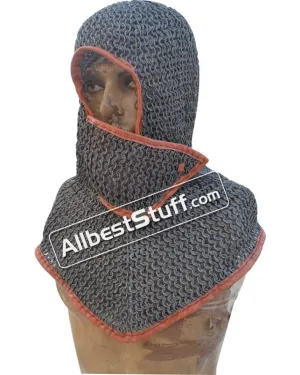 Aluminum Flat Riveted Side ventail Coif Chain Mail Hood